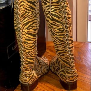 Collin Stuart over the knee back laceup tiger boot